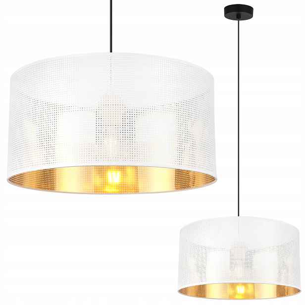 Závěsná Stropní Lampa Bílá Zlatá Glamour Stínidlo Ze Síťoviny, Moderní, 40 CM