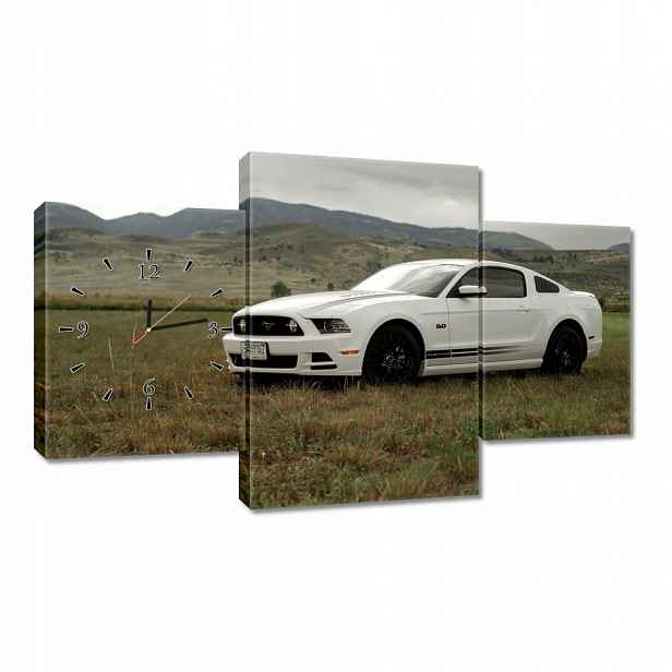 Nástěnné hodiny 100x60 Bílý Ford Mustang