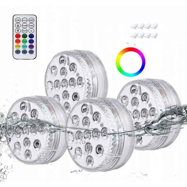 4X Podvodní Led Osvětlení S Přísavkami, Voděodolné Bazénové Lampy