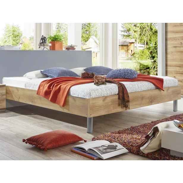 Postel Easy Plus 180x200 cm, dub prkenný, komfortní výška