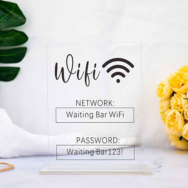 TEMU 2D Plochá, Vlastní Stolní Cedule s WiFi Účtem a Heslem se Základnou, Cedule s WiFi QR Kódem, Tři Dostupné Styly, Vhodné pro Domácnost,