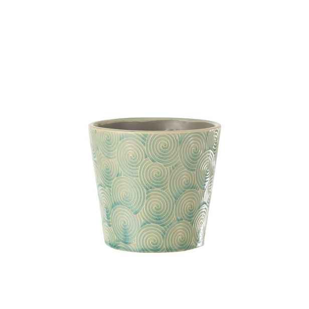 Tyrkysový vzorovaný obal na květináč Spiral M - Ø15*14 cm J-Line by Jolipa