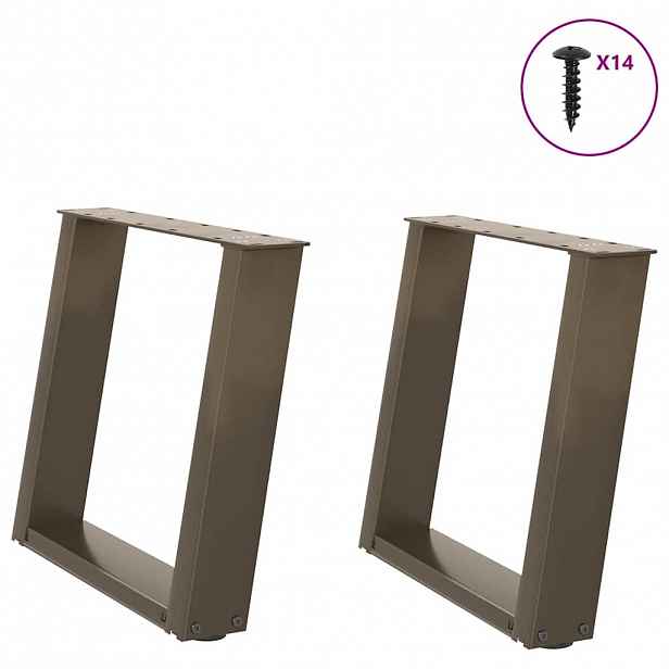 vidaXL Nohy konferenčního stolku ve tvaru U, 2 ks, přírodní ocel, 50 x (42-43) cm, ocel