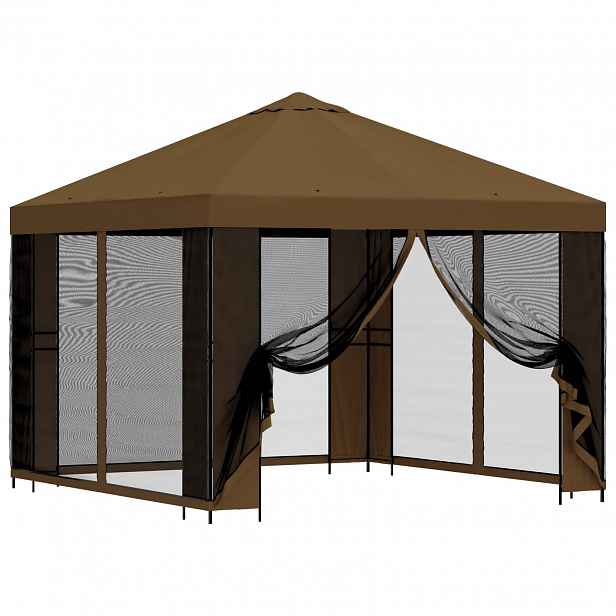 vidaXL Zahradní altán se stěnami 3 x 3 m Taupe Polyester a ocel