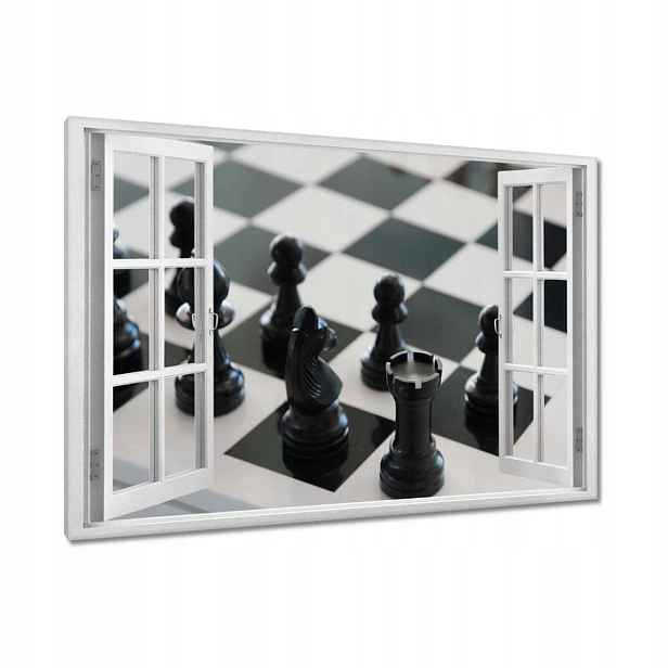 Obrazy 120x80 Černé šachové figurky