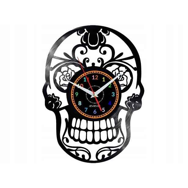 Skeleton Dárek Originální dekorace do domu Hodiny z vinylové desky