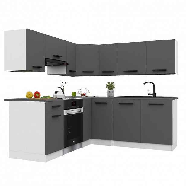 B BELINI GROUP KUCHYŇSKÁ LINKA Italia 6 360 cm, s pracovními deskami, Šedá matná