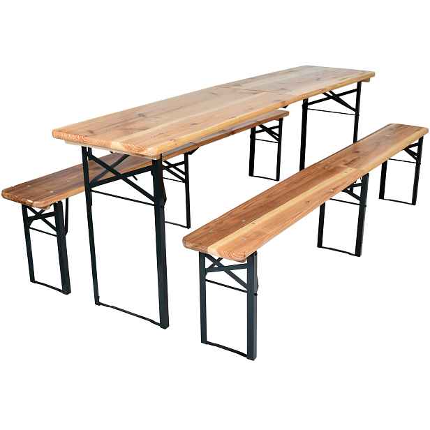 Skládací dřevěný pivní set BestBerg BBBS-64 / 217 x 48 x 75 cm