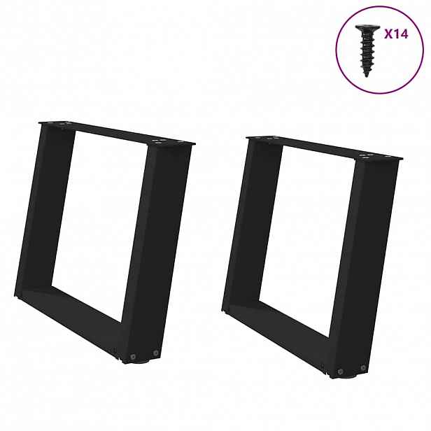 vidaXL Nohy konferenčního stolku ve tvaru U, 2 ks, černé, 60 x (42-43) cm, ocel