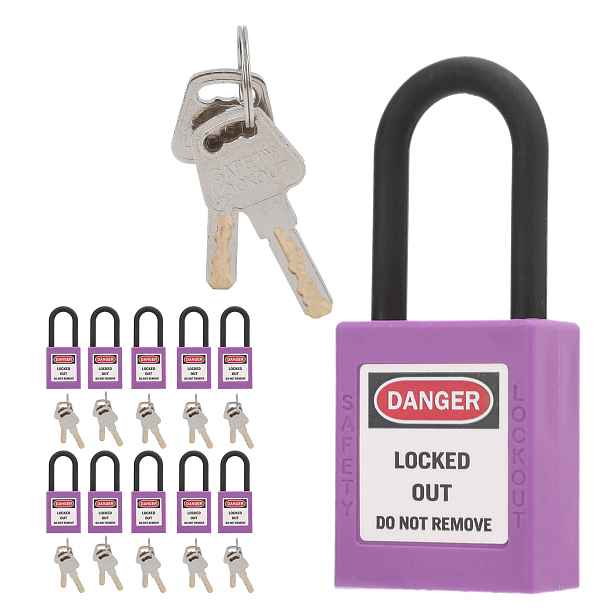Zámek Loto Lockout Ochrana Práce 38 MM 10 Ks Fialový