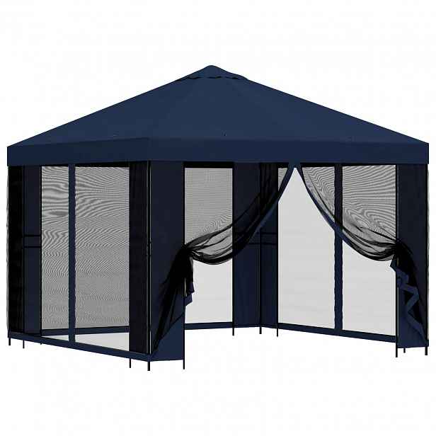 vidaXL Zahradní altán se stěnami 3 x 3 m Modrá Polyester a ocel