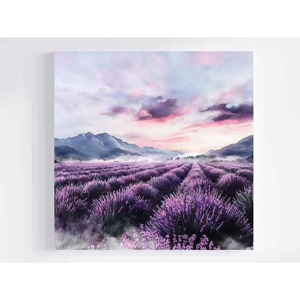 Obraz Na Plátně Canvas Levandulové Pole Západ Slunce Hory Romantic 50x50