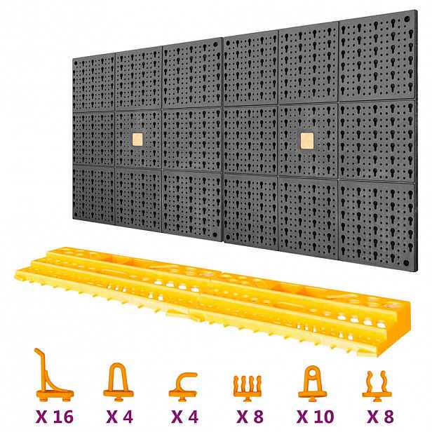 vidaXL Stěna na nářadí 500 x 1 000 mm 50 háčků PP