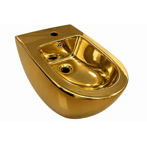 Závěsný bidet oválný Aquatech Gold M203 zlatý keramický 49 Cm