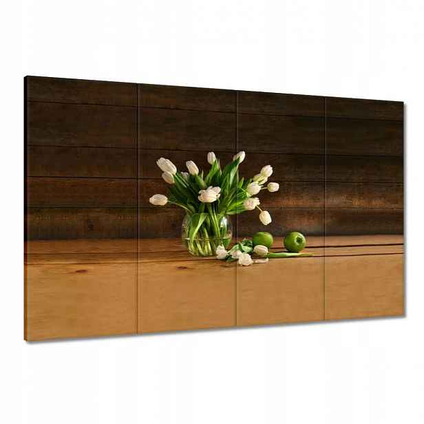 Obrazy 120x80 Bílé tulipány ve váze