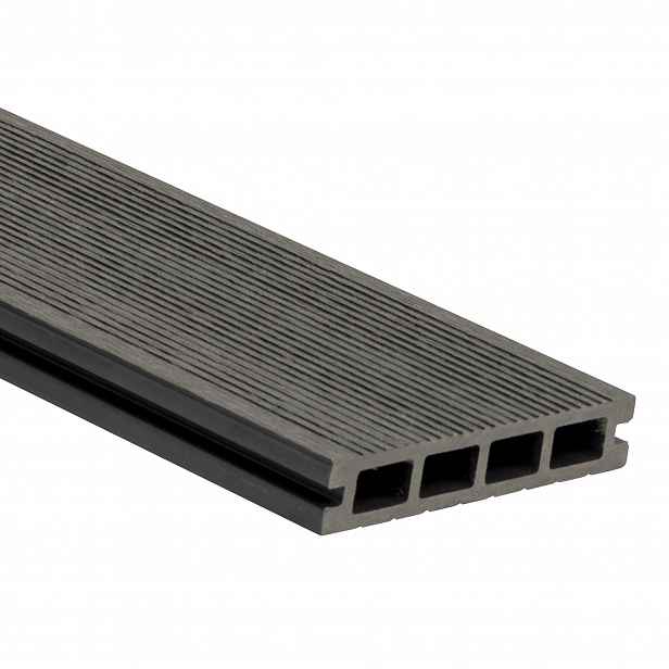 Prkno terasové dřevoplastové WPC PERI duté odstín dark grey 140×25×4000 mm