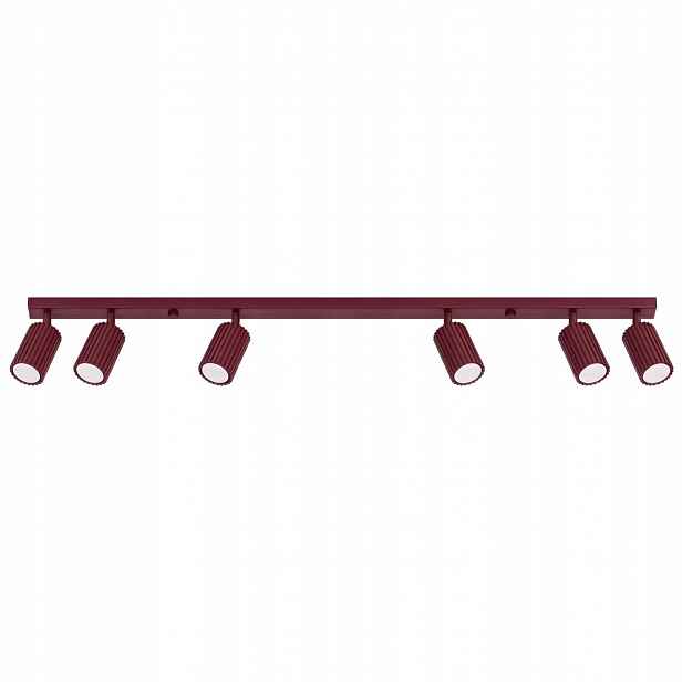 Stropní Svítidlo Karbon 6L burgundy Osvětlovací lišta dlouhá 6 reflektorů Sollux