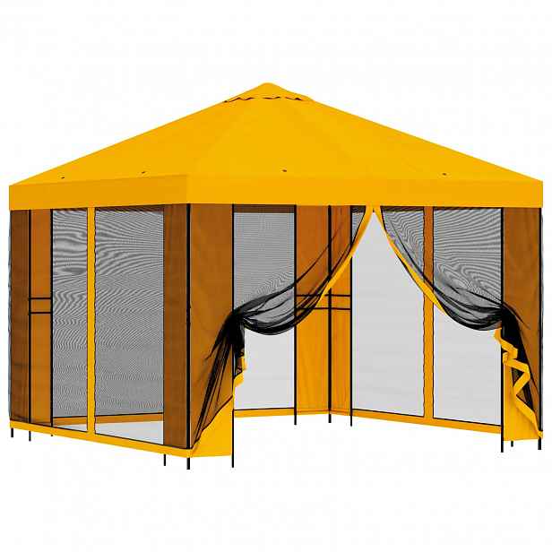 vidaXL Zahradní altán se stěnami 3 x 3 m Žlutá Polyester a ocel