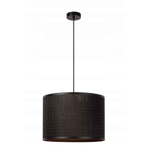 Závěsná bambusová lampa černá kulatá 40 cm nad jídelní stůl Lucide