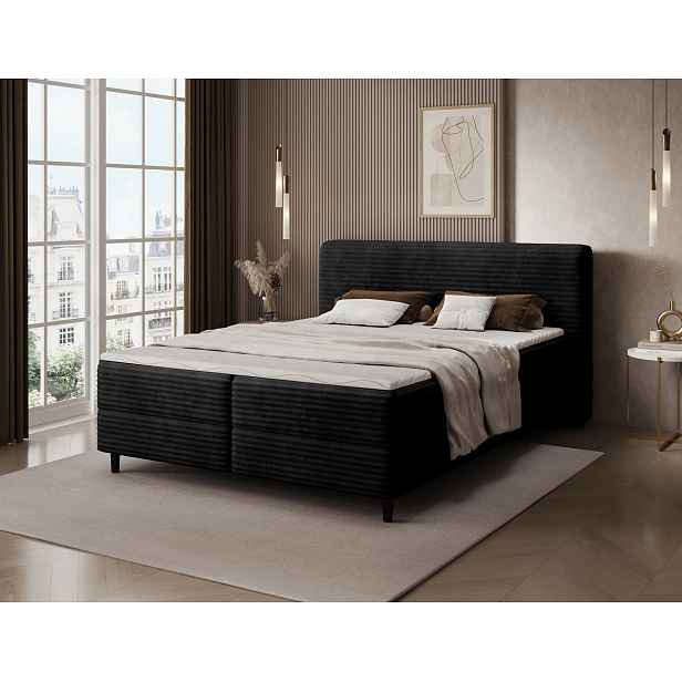 Kontinentální postel s úložným prostorem 160x200 CELINO - černá