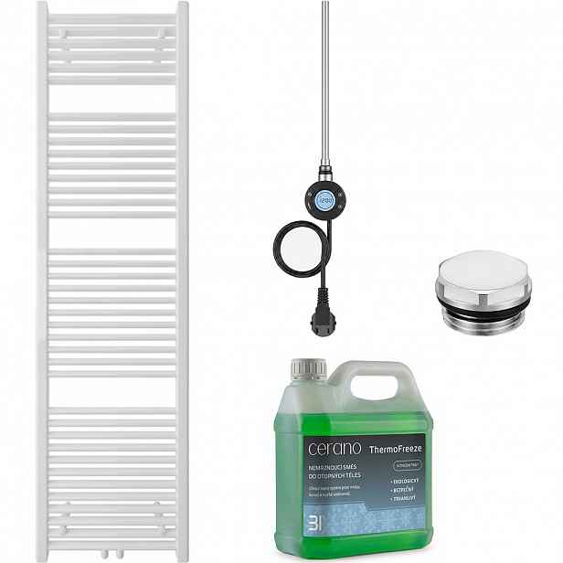 Koupelnový elektrický radiátorový set Lincoln - WIFI - 600W - bílá lesklá - 1800x500 mm
