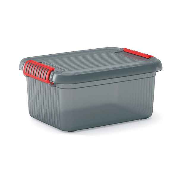 Šedý plastový úložný box s víkem 39x29x18 cm K Latch Box – KIS