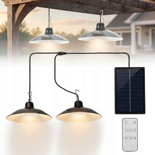 Solární Zahradní Lampa Led Závěsná Venkovní senzor soumraku s kabelem 3 m