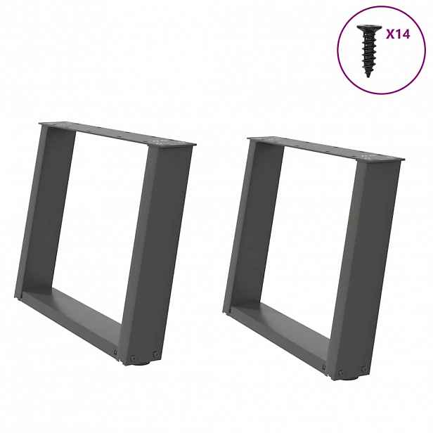 vidaXL Nohy konferenčního stolku ve tvaru U 2 ks antracitové 60 x (42-43) cm ocelové