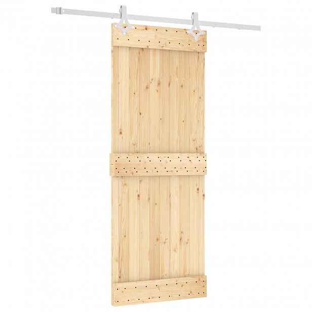 vidaXL Posuvné dveře Přírodní a bílá 80 x 210 cm Masivní borové dřevo