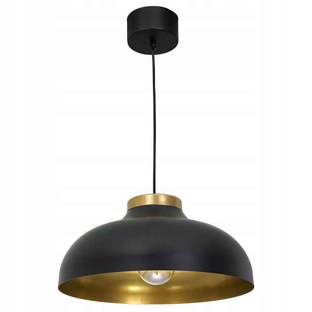 Závěsná lampa černá zlatá kulatá do obývacího pokoje jídelny kulatá 40 cm Luminex