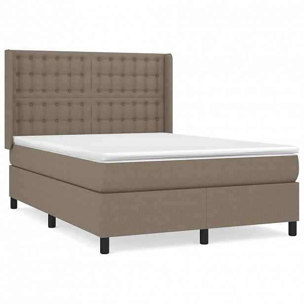 vidaXL Box spring postel s matrací taupe 140x200 cm textil