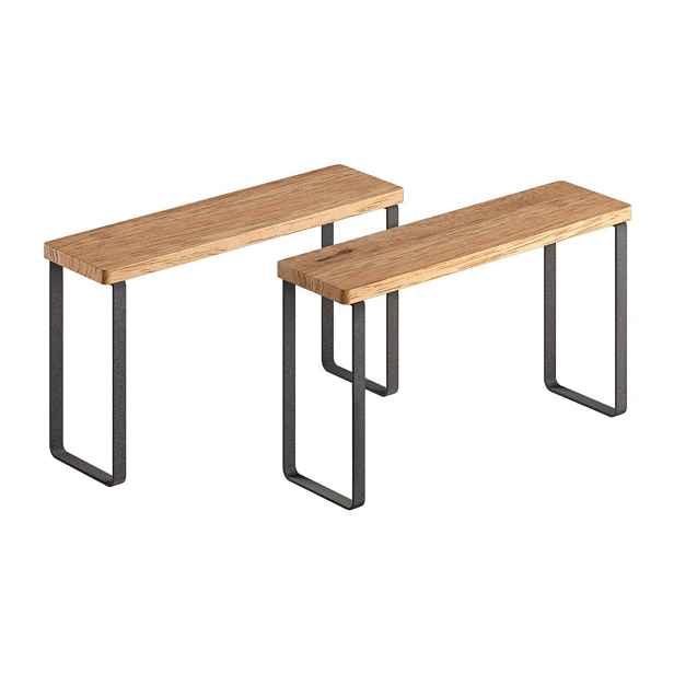 Dřevěné přídavné poličky v matně černo-přírodní barvě  v sadě 2 ks 27x8 cm York – Metaltex