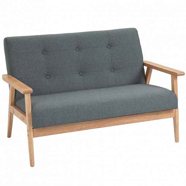 HOMCOM DVOUMÍSTNÁ pohovka Dvojitá pohovka Čalounění Loveseat kompaktní Lněné šedé