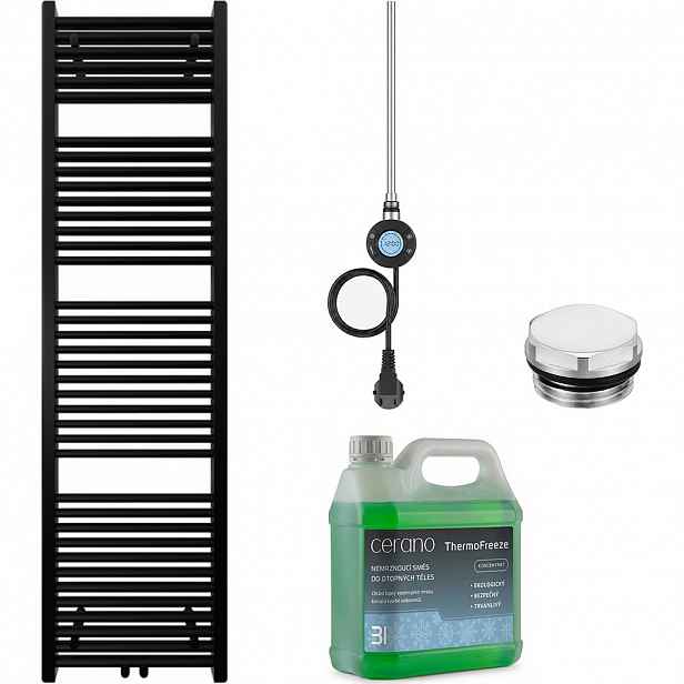 Koupelnový elektrický radiátorový set Lincoln - WIFI - 600W - černá matná - 1800x500 mm