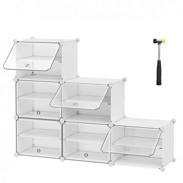 Úložné Boxy Stojan Na Boty Songmics Přihrádky Bílá Barva