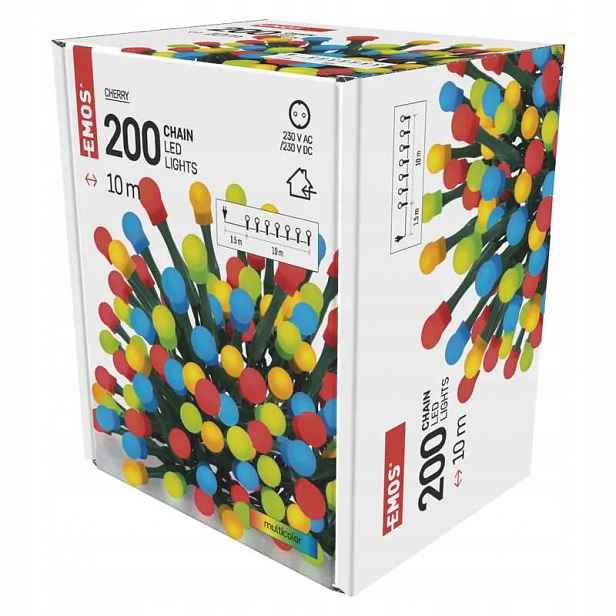 Vánoční osvětlení 200 Led kuličky Cherry 10 m Multicolor IP20 barevné Emo