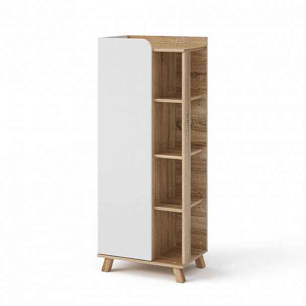 Vicco STŘEDNÍ SKŘÍŇKA Karen Sonoma/bílá 50 x 128 cm s dvířky a otevřenými přihrádkami
