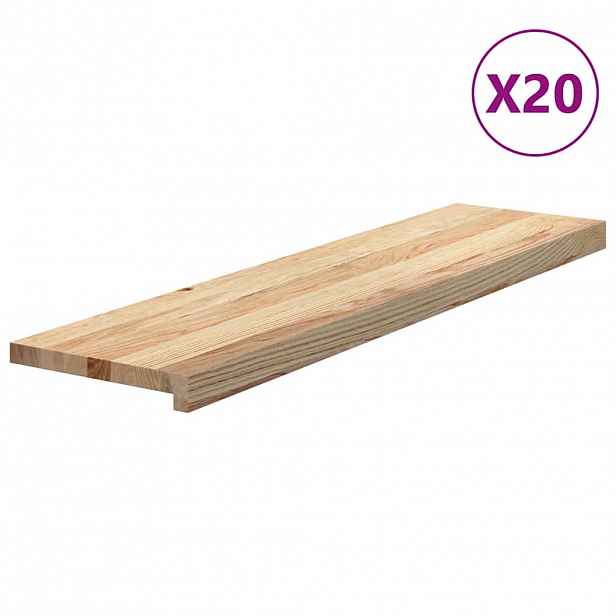 vidaXL Nášlapy na schody 20 ks neošetřené 100x30x2 cm masivní dub