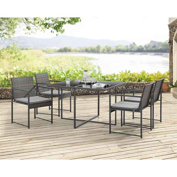 Zahradní jídelní set 4+1 BestBerg BBGF-1011 / šedá
