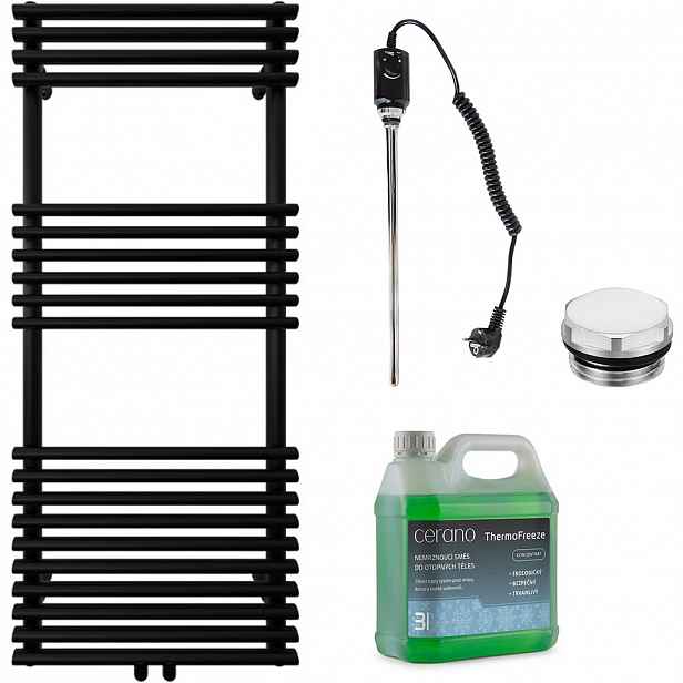 Koupelnový elektrický radiátorový set Luigi - 600W - černá matná - 1200x500 mm