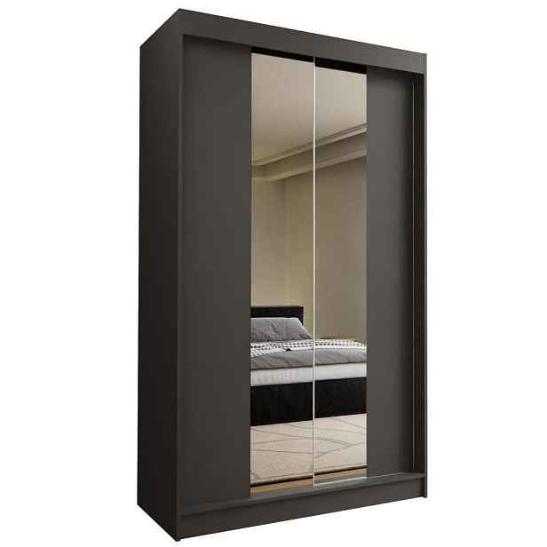 MASSENO ŠATNÍ SKŘÍŇ S POSUVNÝMI DVEŘMI LUCENZA, 120/216/61 cm 2dveřová se zrcadlem, šedá