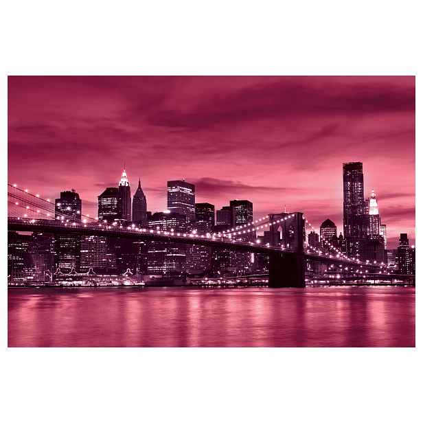 Tapeta Brooklyn Most Noc New York Růžovo-purpurová světla 254x184 lepidlo