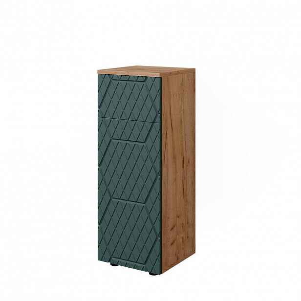Vicco MIDI SKŘÍŇKA Irma Zelený/zlatý dub 30 x 81 cm s 1 zásuvkou, 2 přihrádkami, koupelnou