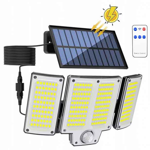 Solární Lampa Halogenový Senzor Pohybu Soumraku 280 Led Pro Zahradu Do Garáže