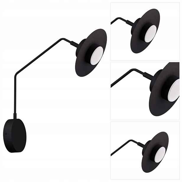 Černé nástěnné svítidlo Charlie s laditelným tvarem, bodové světlo Sigma Lighting