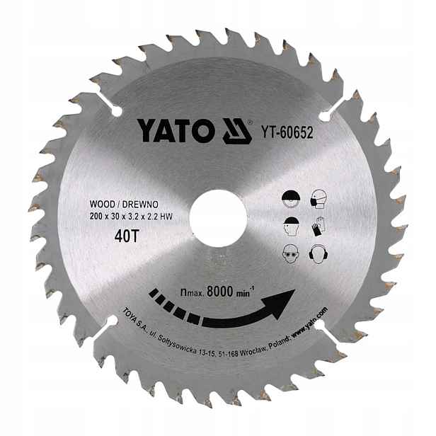Kotoučová pila na dřevo Yato YT-60652 200x30x2,2 mm T40 s vidlicí