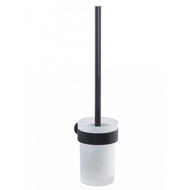 Sapho Gedy Koupelnové doplňky - WC štětka nástěnná s držákem, černá mat/sklo satin PI330314
