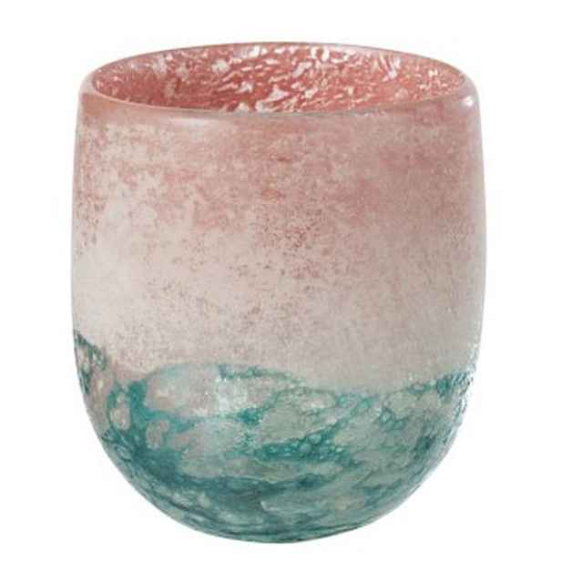Tyrkysovo - růžový skleněný svícen / váza Blush L - Ø14*15 cm J-Line by Jolipa
