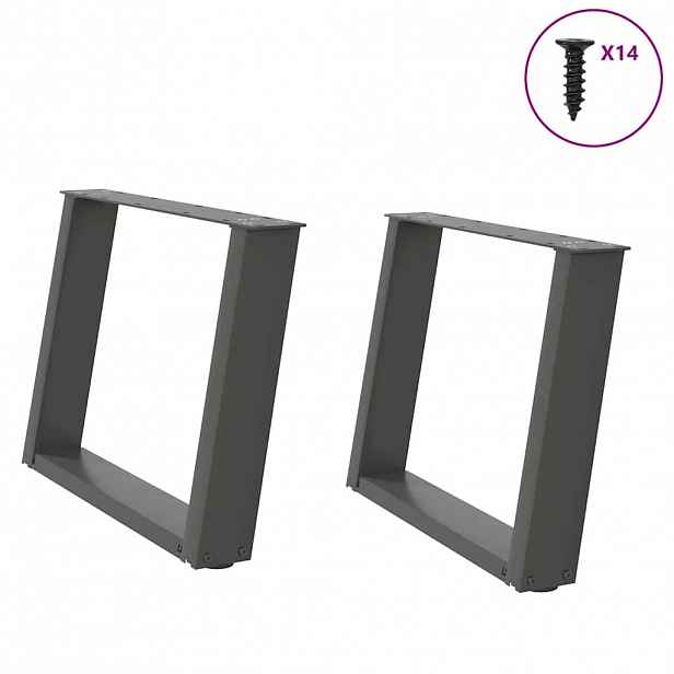 vidaXL Nohy konferenčního stolku ve tvaru U 2 ks antracitové 70 x (42-43) cm ocelové