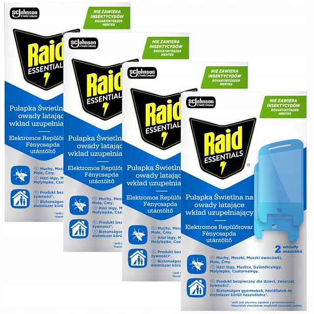 4 X Vložka Do Světelné Pasti Na Létající Hmyz Raid Bez Chemie Funguje 24/7